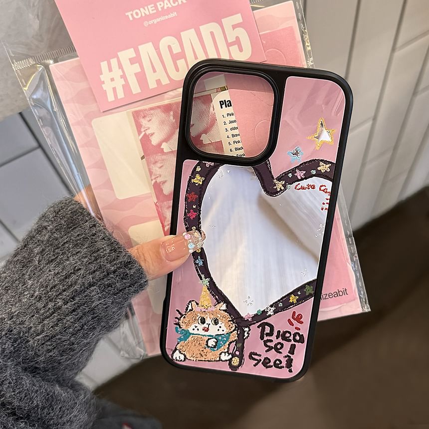 Case Shape Strap Bead Heart Phone Star Set / Mirror