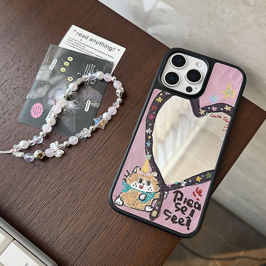 Case Shape Strap Bead Heart Phone Star Set / Mirror