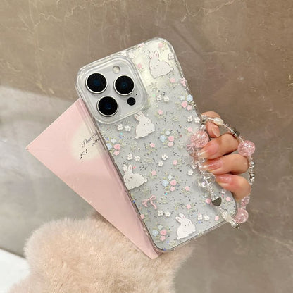 Print Rabbit Bead Phone Set Case / Strap