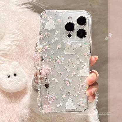 Print Rabbit Bead Phone Set Case / Strap