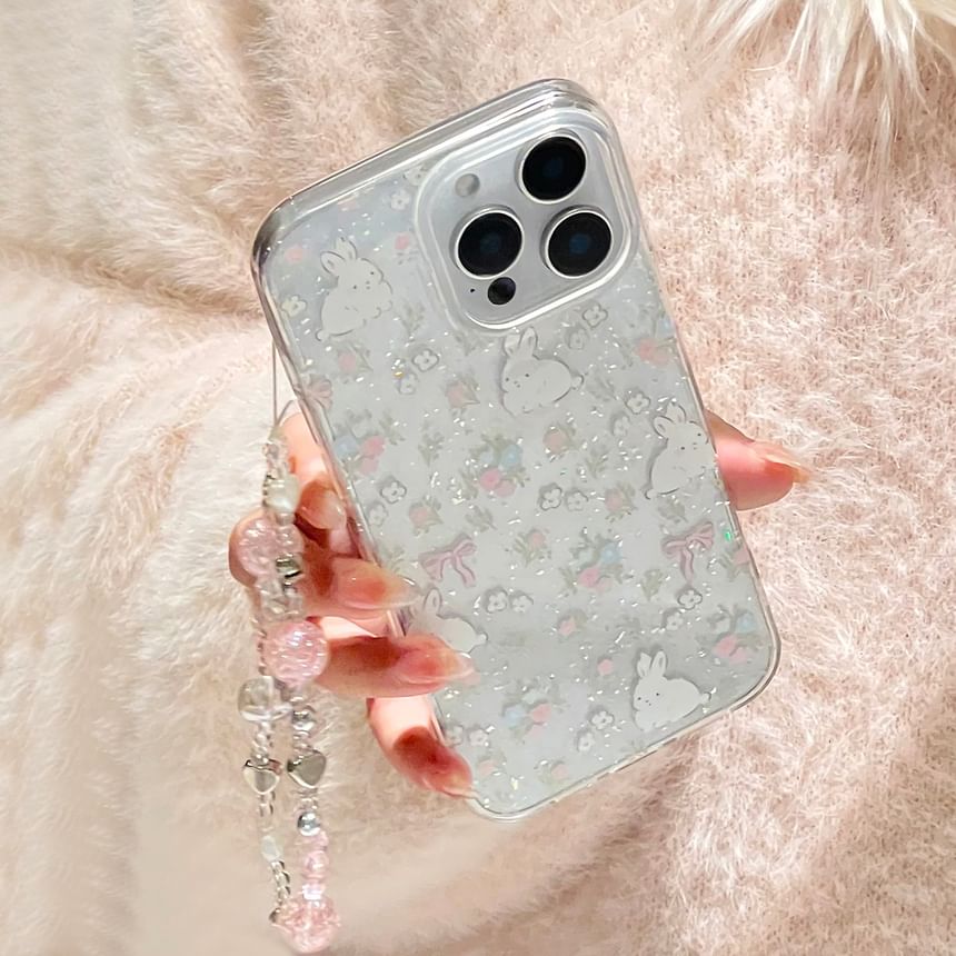 Print Rabbit Bead Phone Set Case / Strap