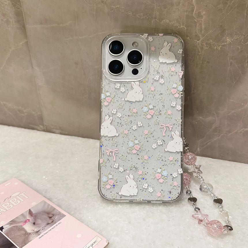 Print Rabbit Bead Phone Set Case / Strap