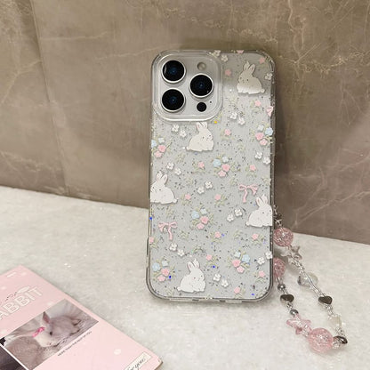 Print Rabbit Bead Phone Set Case / Strap