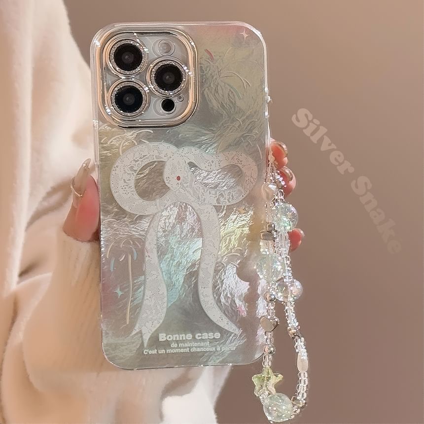 / Case Bead Strap Print Phone Set Snake