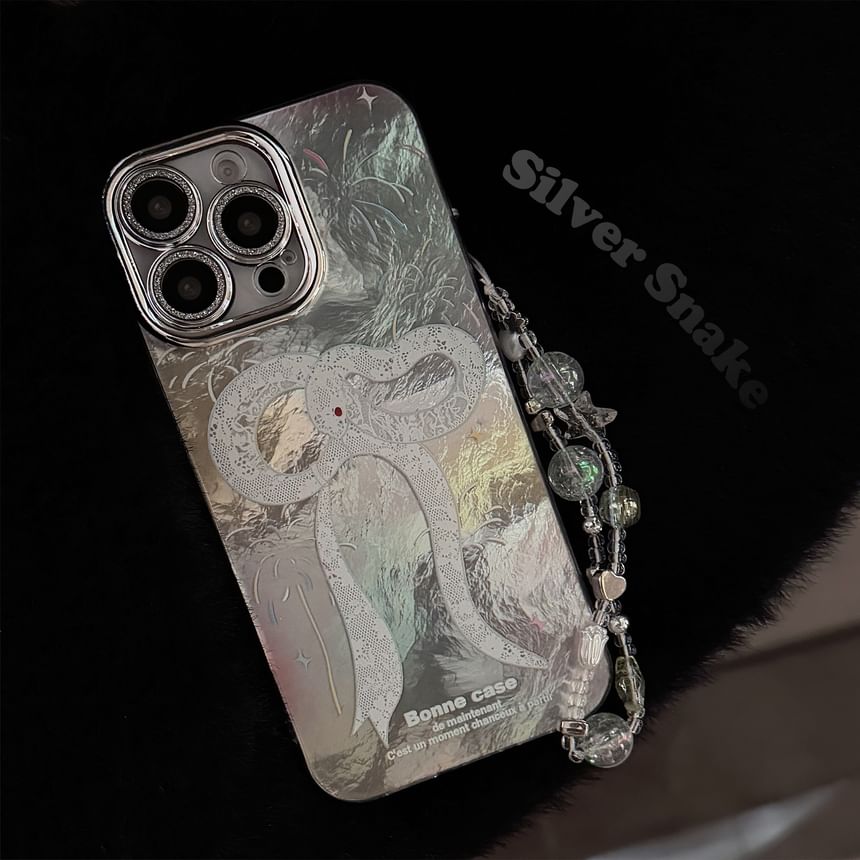 / Case Bead Strap Print Phone Set Snake