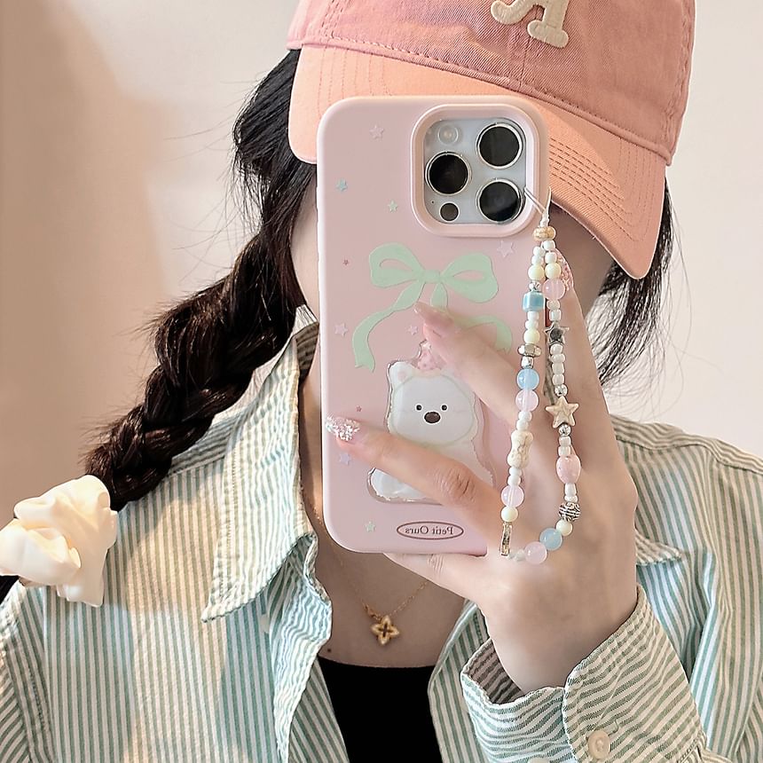 Case Strap Set Print Bead Dog Phone /