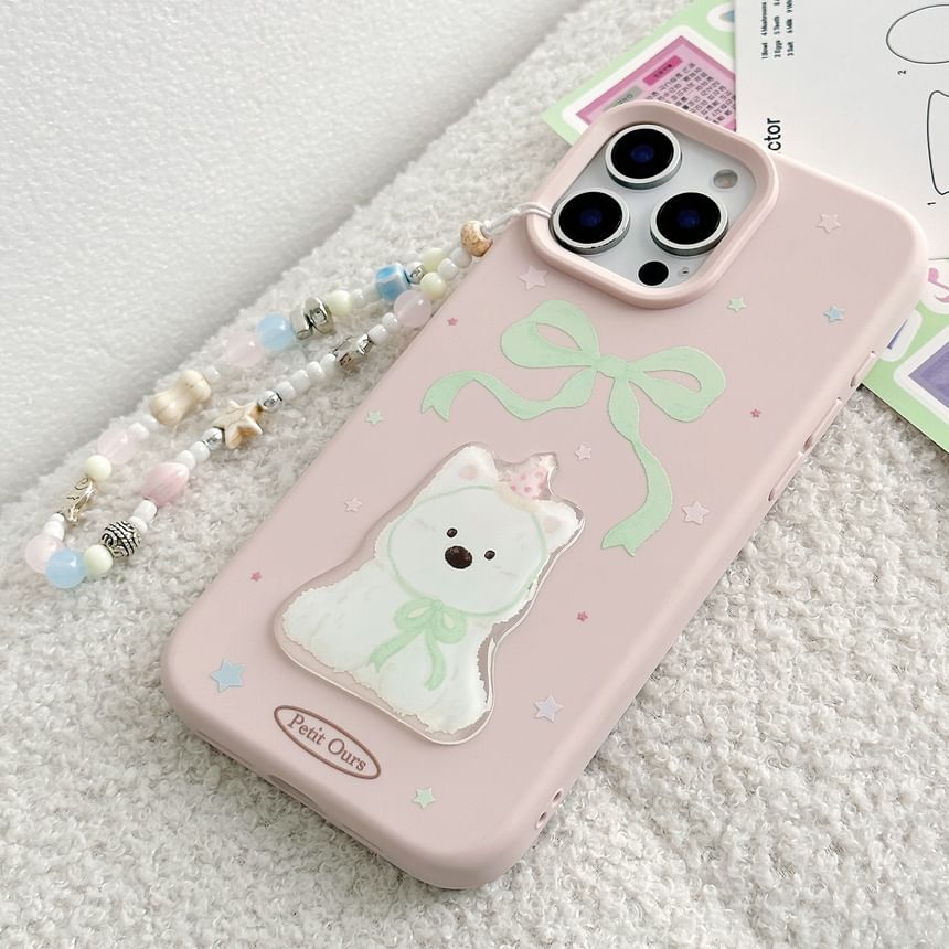 Case Strap Set Print Bead Dog Phone /
