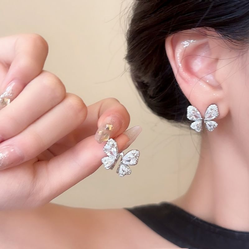 Rhinestone Butterfly Stud Earring