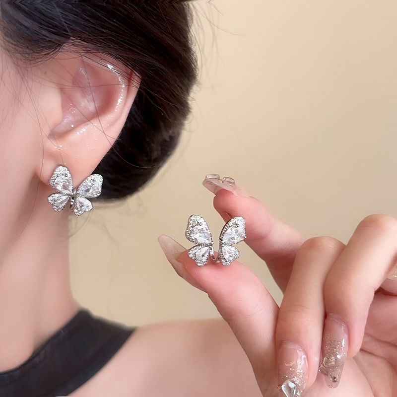 Rhinestone Butterfly Stud Earring