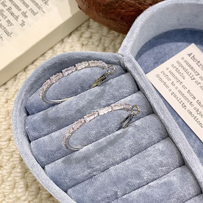 925 Sterling Hoop Silver Earring Rhinestone