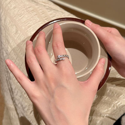 Rhinestone Snake Open Ring