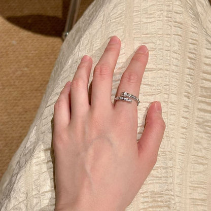 Rhinestone Snake Open Ring