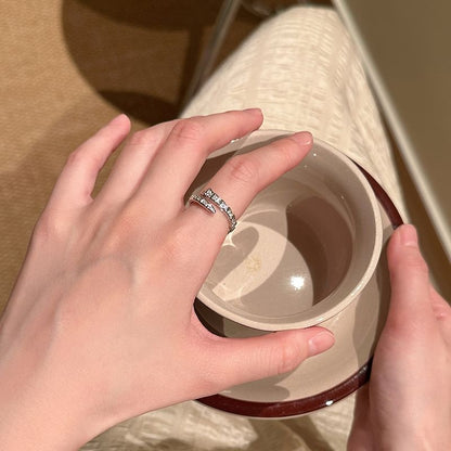 Rhinestone Snake Open Ring