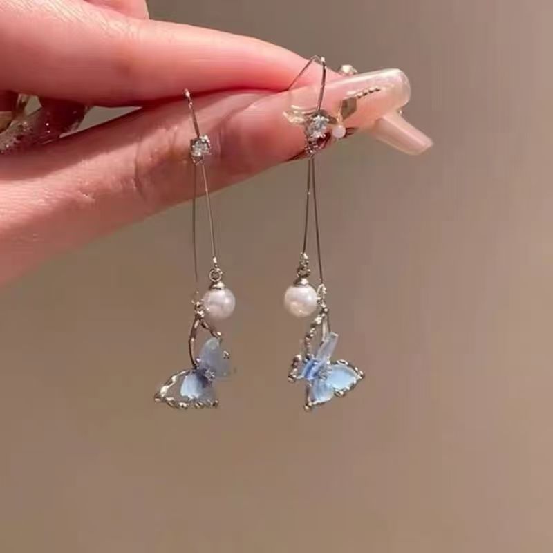 Faux Butterfly Pearl Alloy Dangle Earring