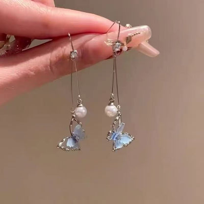 Faux Butterfly Pearl Alloy Dangle Earring