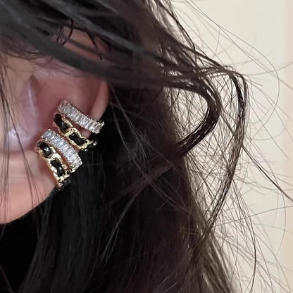 Layered Rhinestone Alloy Cuff Ear