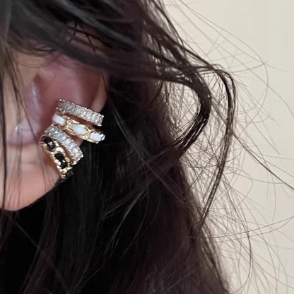Layered Rhinestone Alloy Cuff Ear