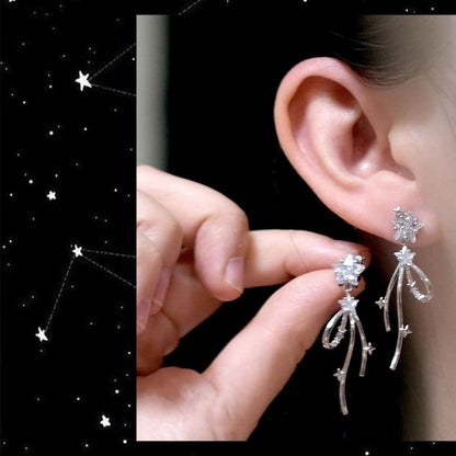 Drop Bow Star Rhinestone Earring Alloy