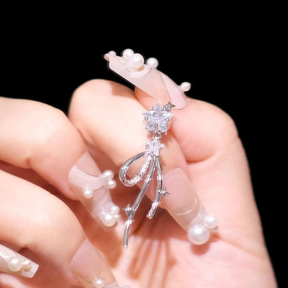 Drop Bow Star Rhinestone Earring Alloy