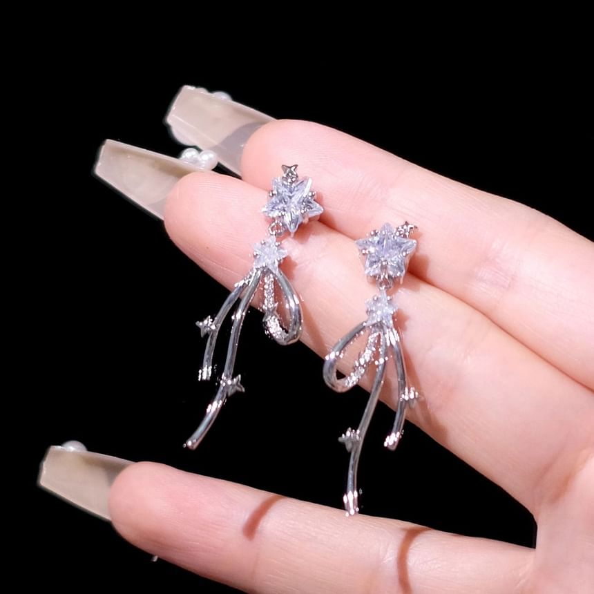 Drop Bow Star Rhinestone Earring Alloy