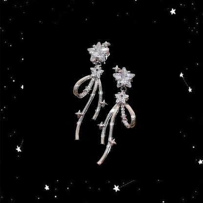 Drop Bow Star Rhinestone Earring Alloy