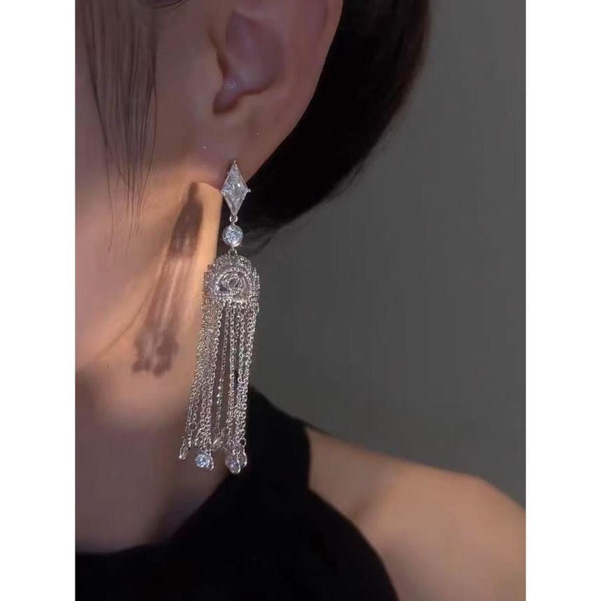 Alloy Fringed Rhinestone Earring