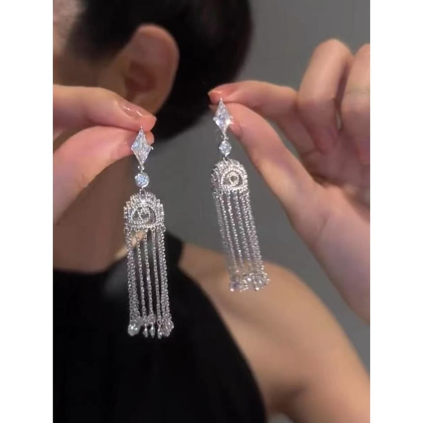 Alloy Fringed Rhinestone Earring