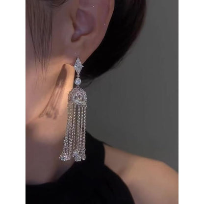 Alloy Fringed Rhinestone Earring
