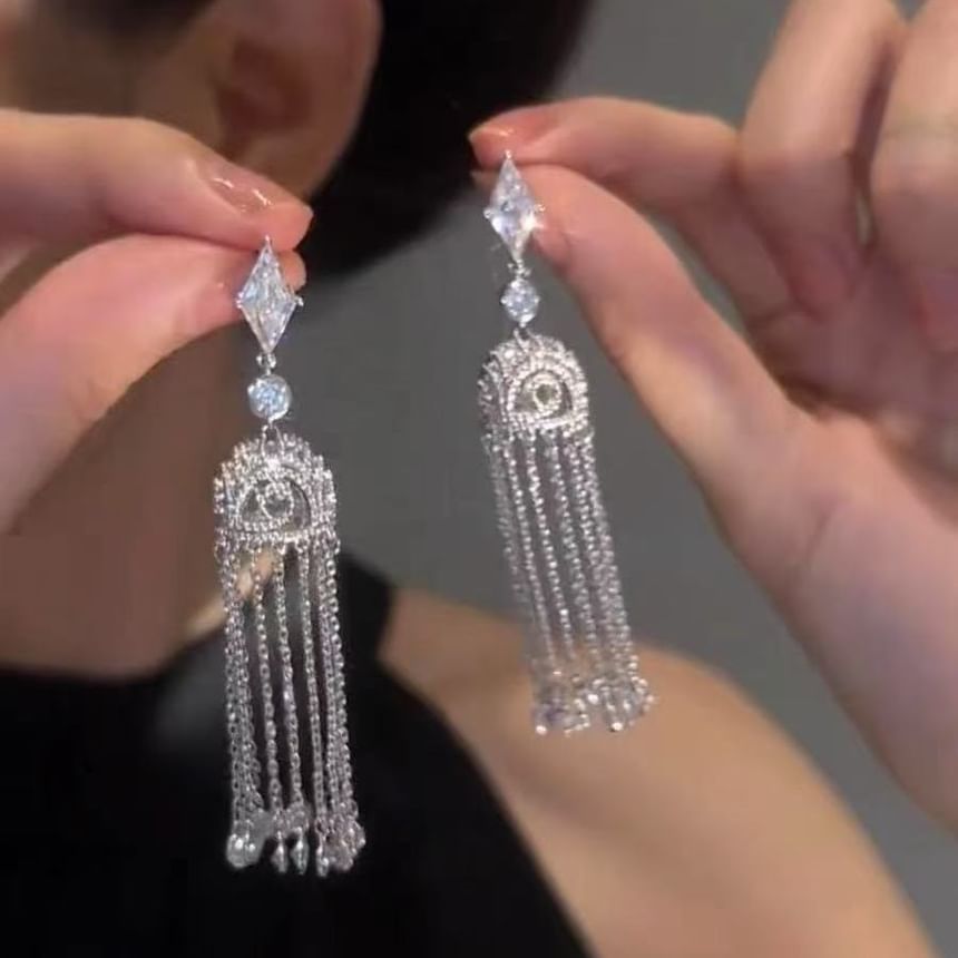 Alloy Fringed Rhinestone Earring