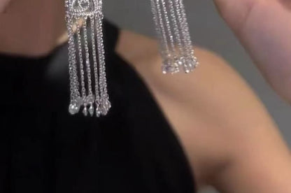 Alloy Fringed Rhinestone Earring