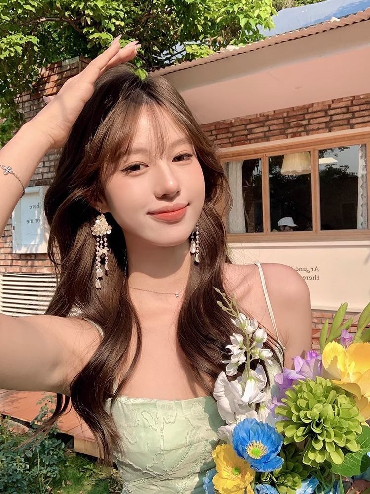 Earring Alloy Floral Fringed