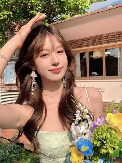 Earring Alloy Floral Fringed