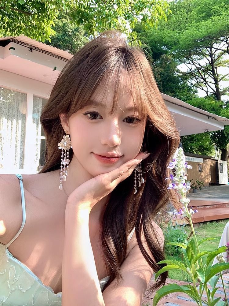 Earring Alloy Floral Fringed