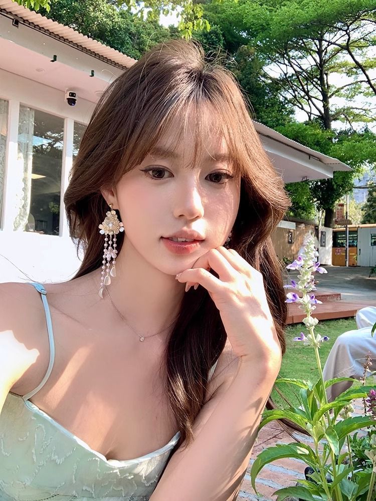 Earring Alloy Floral Fringed