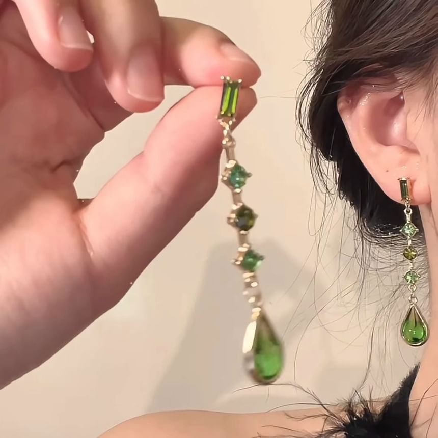 Earring Alloy Faux Crystal Dangle Droplet