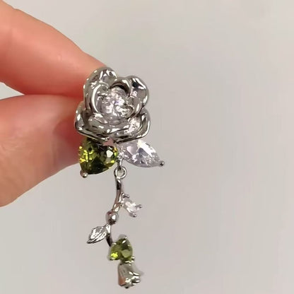 Rhinestone Floral Alloy Earring Dangle