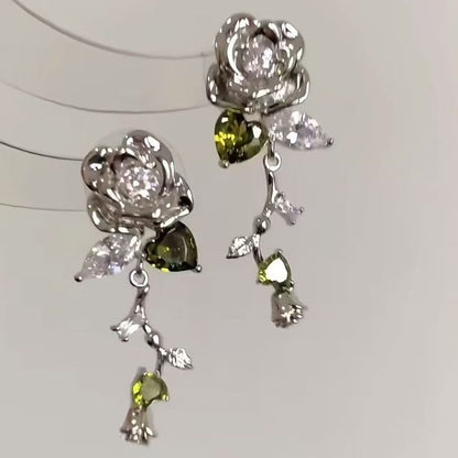 Rhinestone Floral Alloy Earring Dangle