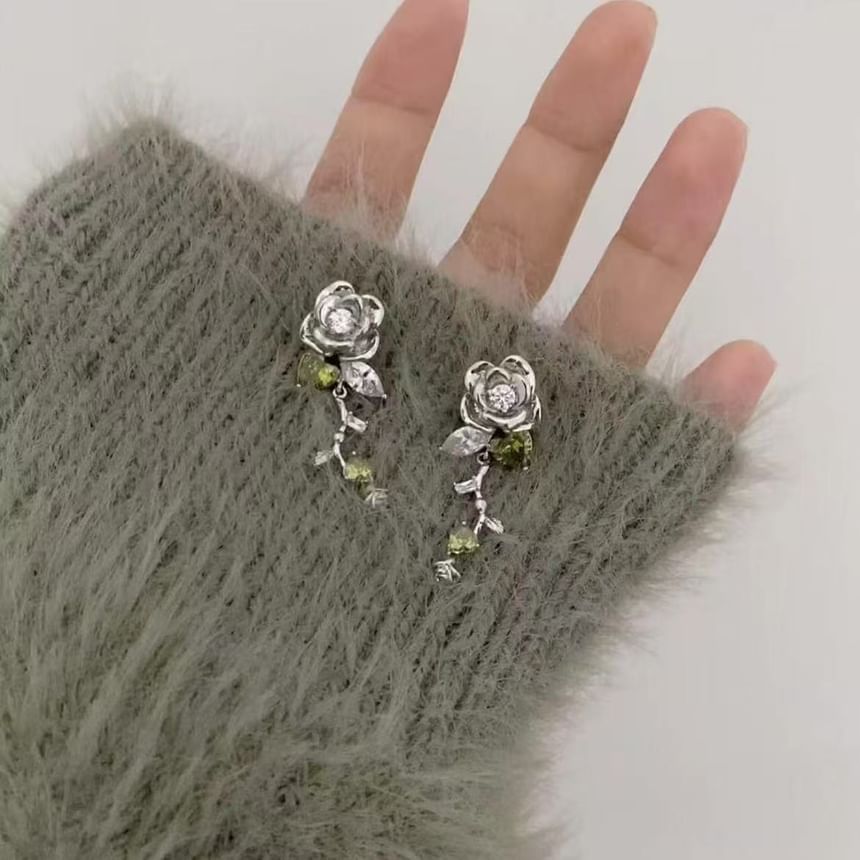 Rhinestone Floral Alloy Earring Dangle