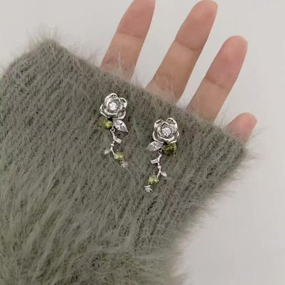 Rhinestone Floral Alloy Earring Dangle