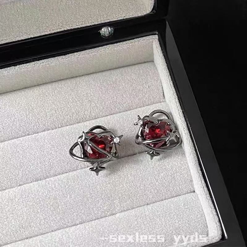 Heart Faux Crystal Alloy Cuff Stud Ear