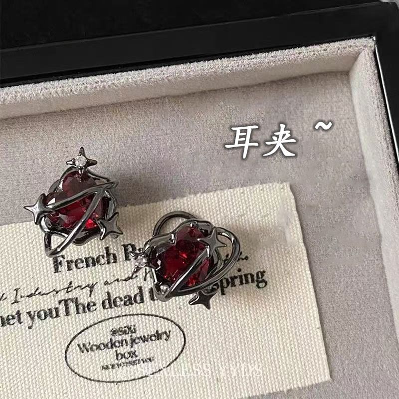 Heart Faux Crystal Alloy Cuff Stud Ear