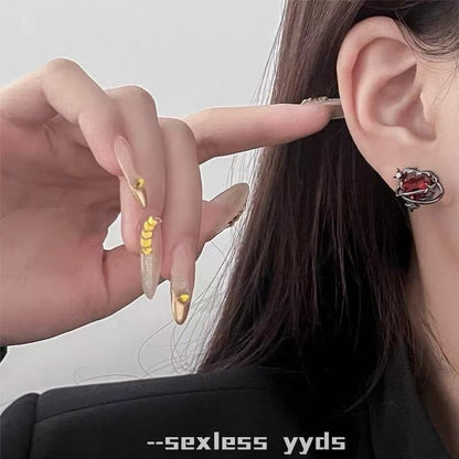 Heart Faux Crystal Alloy Cuff Stud Ear