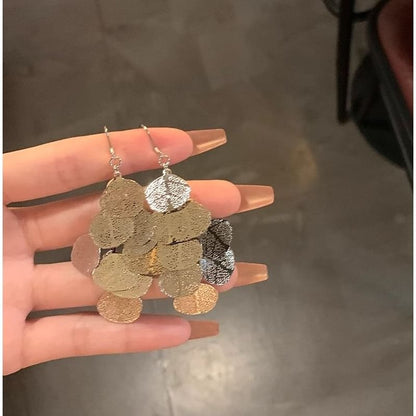 Earring Chandelier Leaf Alloy