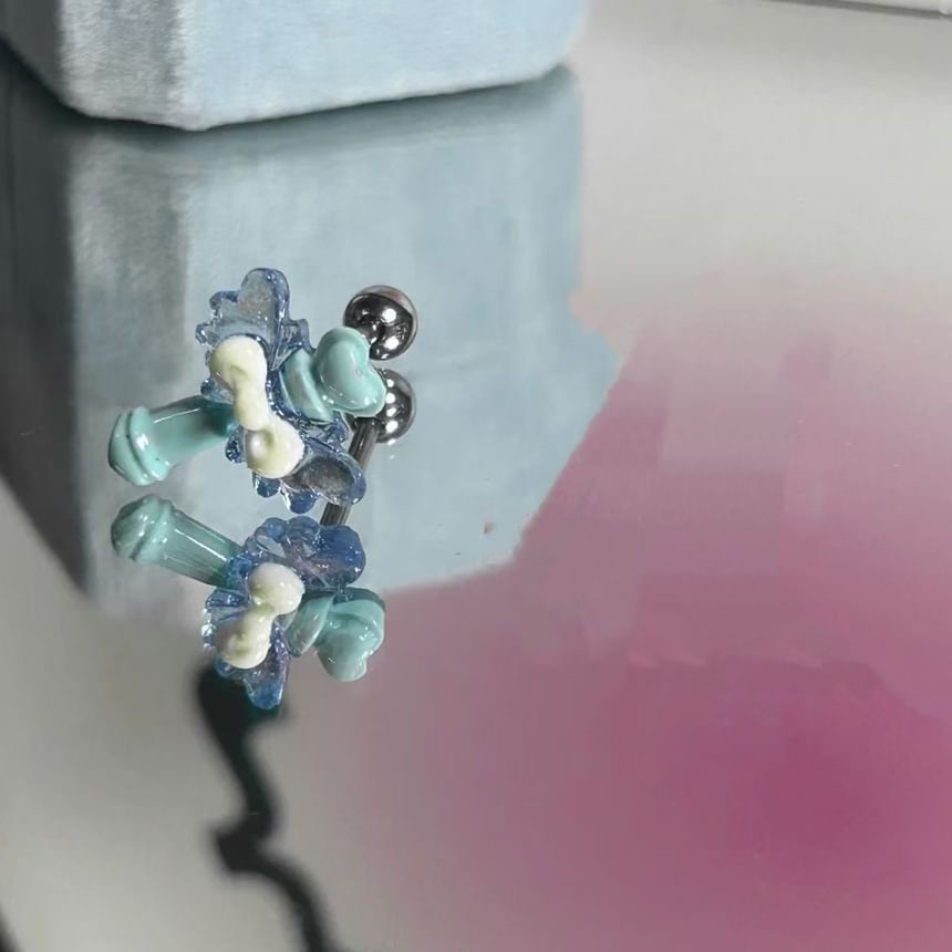 Shell Set Stud Heart Rhinestone Alloy of Wand / Earring 3: