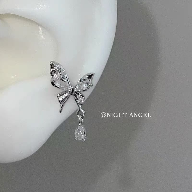 Butterfly Alloy Drop Rhinestone Earring