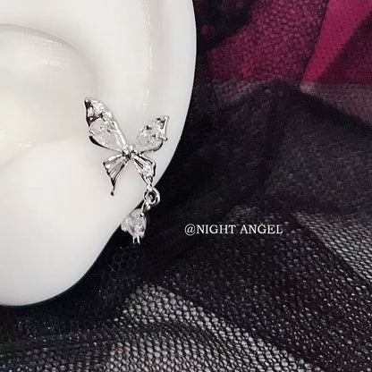 Butterfly Alloy Drop Rhinestone Earring