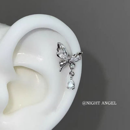 Butterfly Alloy Drop Rhinestone Earring