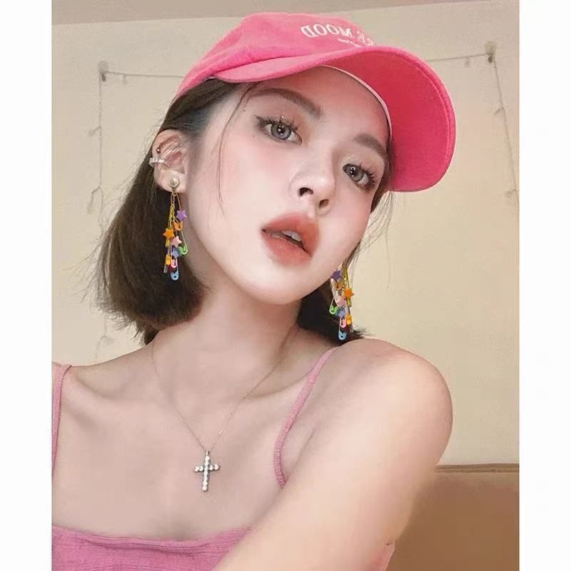 Chandelier Star Earring Pearl Faux Alloy Safety Pin