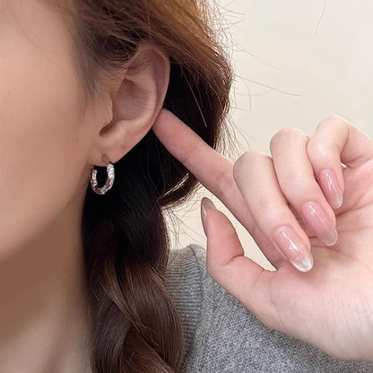 Open Alloy Earring Rhinestone Hoop