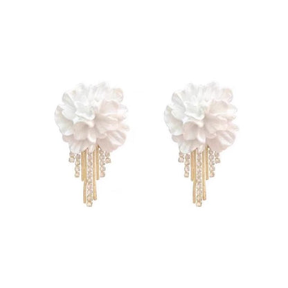 Earring Alloy Rhinestone Floral Fringed